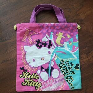 Vintage Hello Kitty Pink Chic Feminine Cute Retro Y2K Small Drawstring Tote Bag